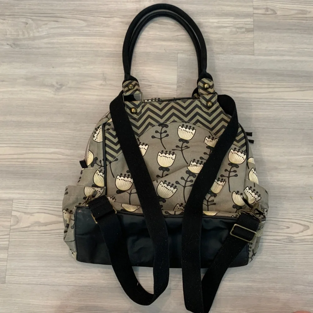 Petunia Pickle Bottom Floral Taupe and Cream Baby Bag